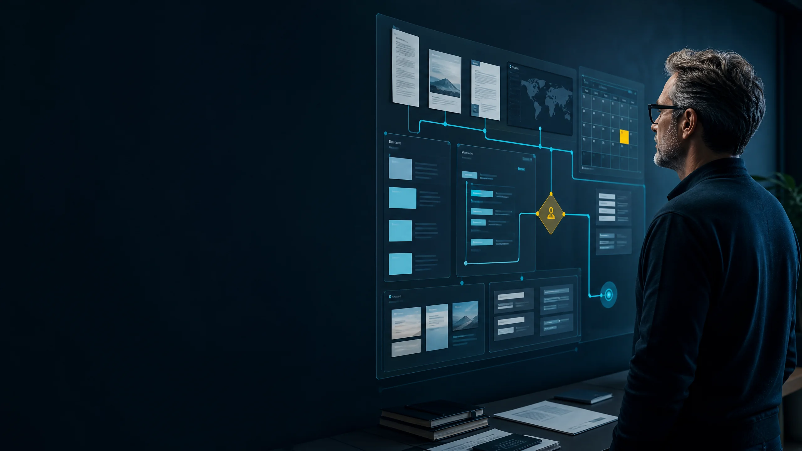 Profesional revisando el sistema editorial de contenido optimizado con IA de WEDOIT